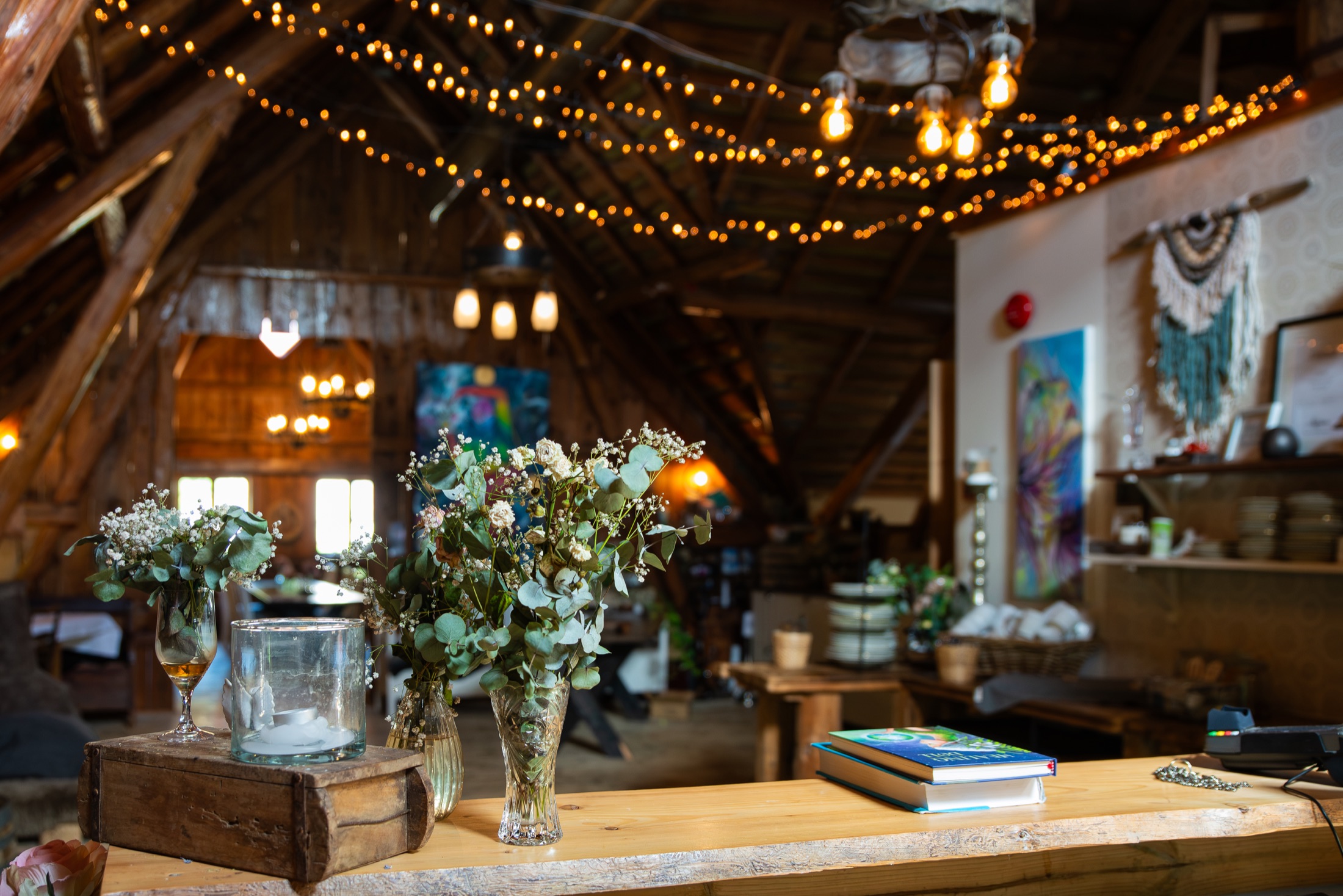 Flowers and a warm, inviting decor at Logen ahead of a memorial service